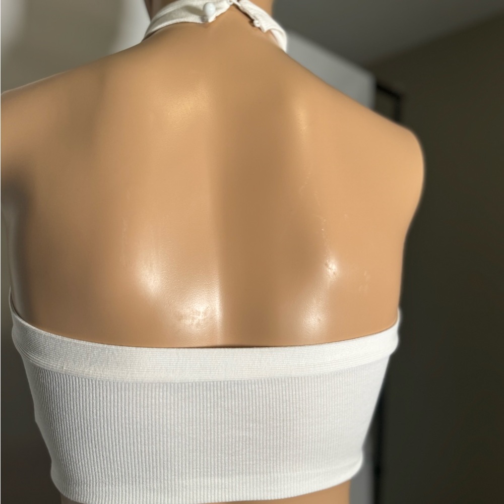 Shein white open-back crop top